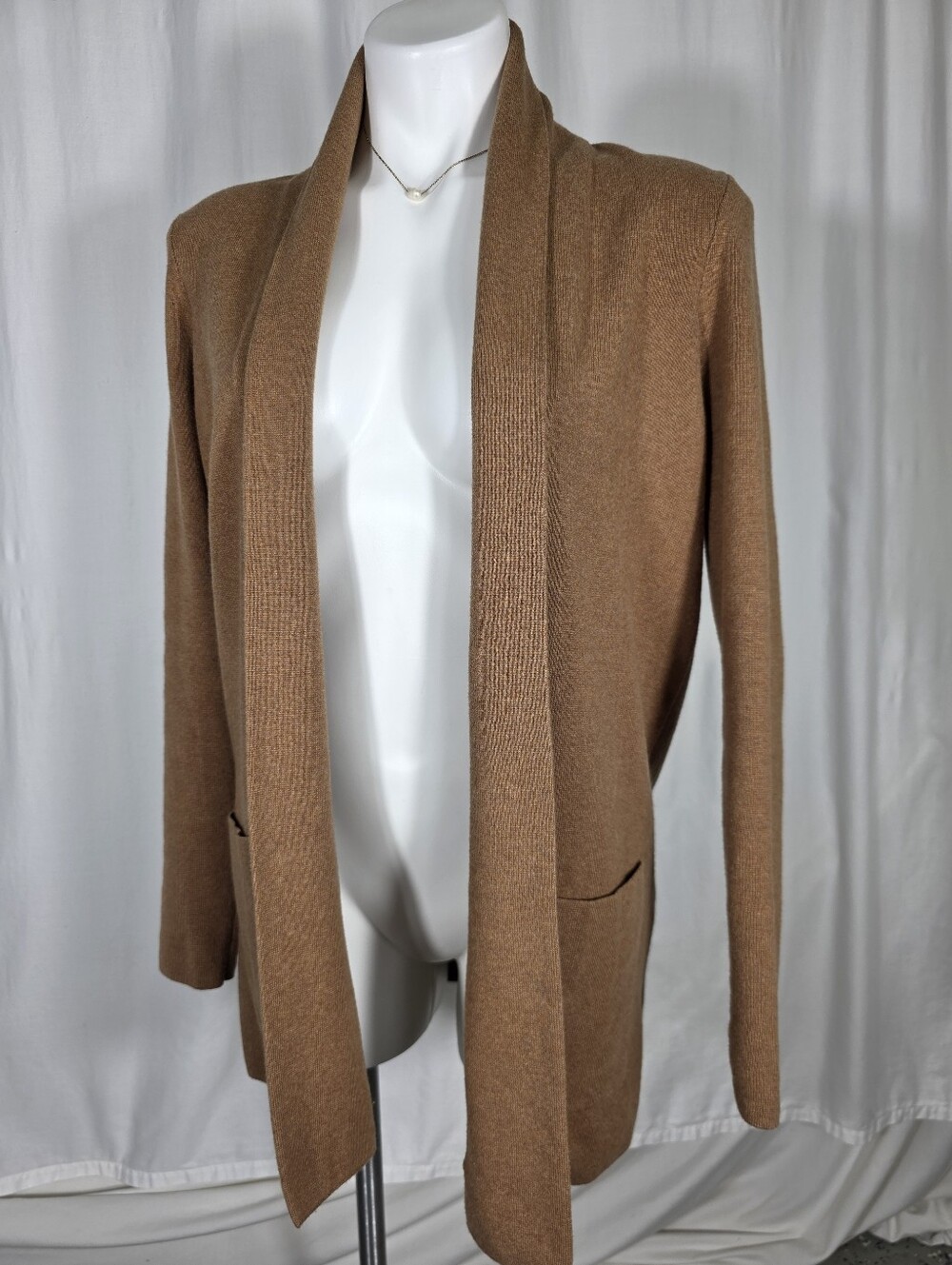 J.Crew Camel Open Front Cardigan Sweater S 100% Cotton Quiet Luxury NWOT Lux